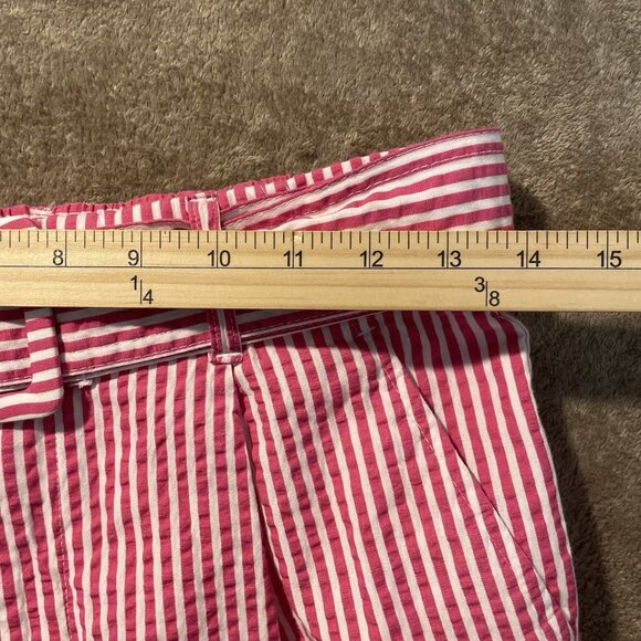 A New Day Short Womens Sz Small High Rise Striped Hot Pink Belted Preppy Barbie - Picture 6 of 8